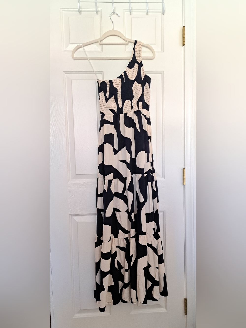 Abel the Label One-Shoulder Smocked Tiered Maxi Dress